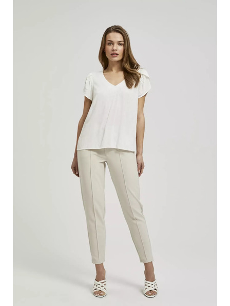 Moodo Biela košeľa s výstrihom do V Moodo