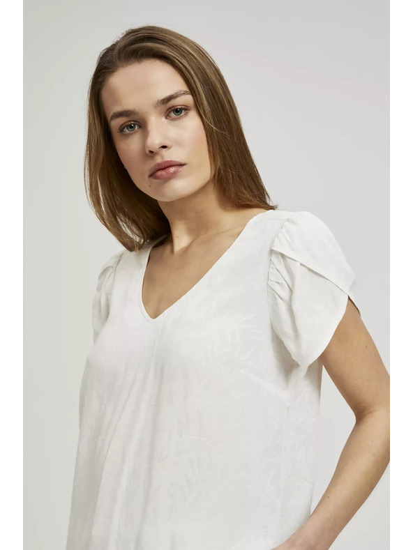 Moodo Biela košeľa s výstrihom do V Moodo