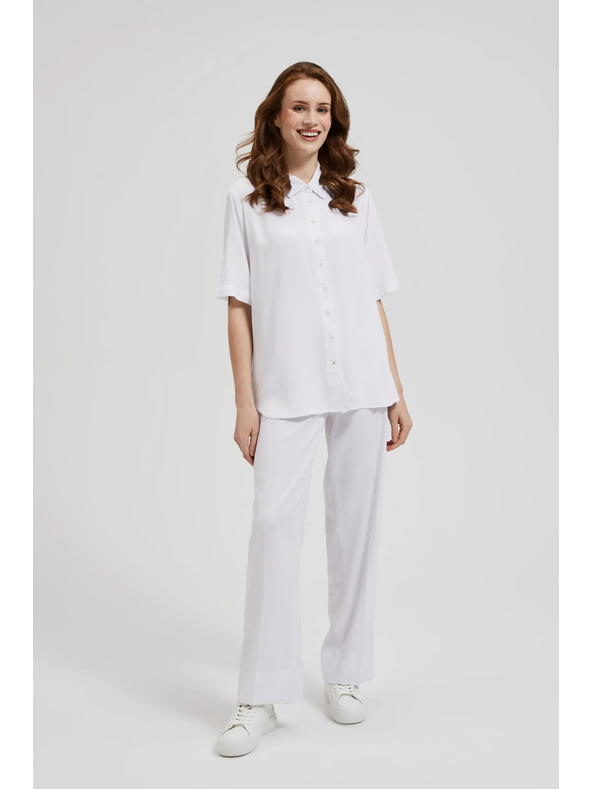 Moodo Biela viskózová košeľa s golierom Moodo