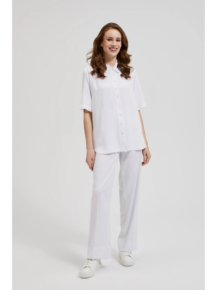 Moodo Biela viskózová košeľa s golierom Moodo