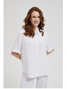 Moodo Biela viskózová košeľa s golierom Moodo