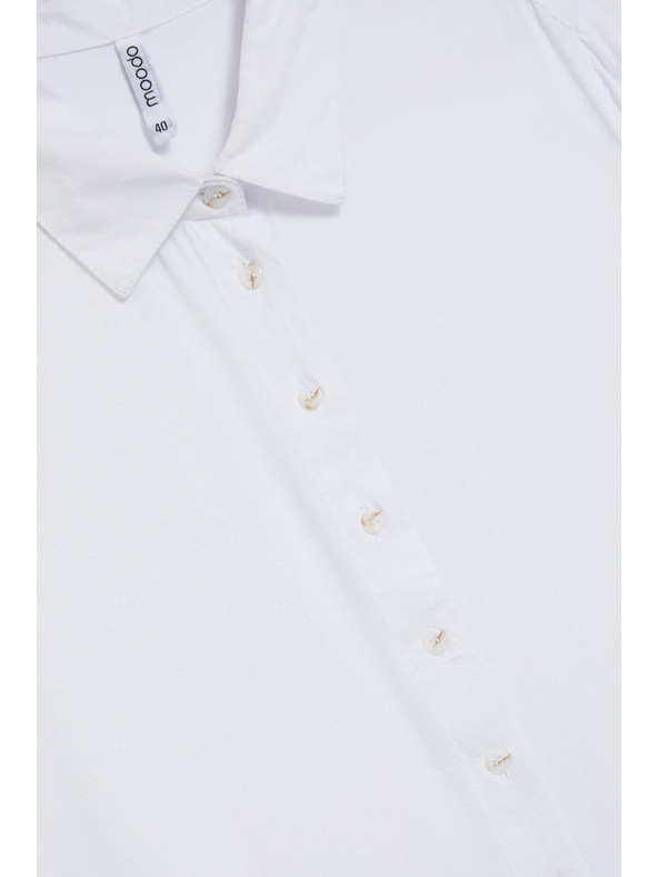 Moodo Biela viskózová košeľa s golierom Moodo