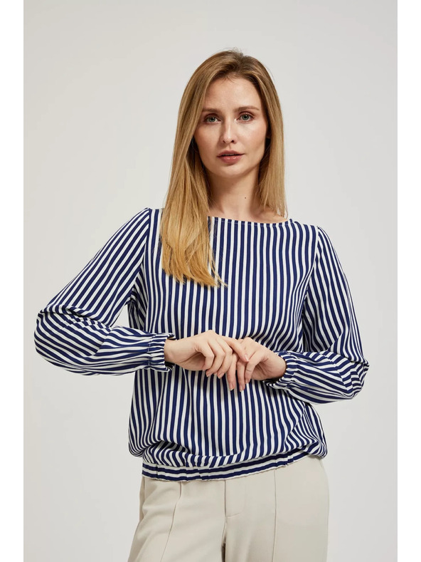 Moodo Bielo-tmavmodrá košeľa s okrúhlym výstrihom a tenkými ramienkami Moodo