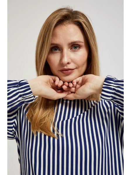 Moodo Bielo-tmavmodrá košeľa s okrúhlym výstrihom a tenkými ramienkami Moodo