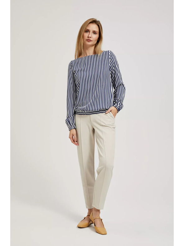 Moodo Bielo-tmavmodrá košeľa s okrúhlym výstrihom a tenkými ramienkami Moodo