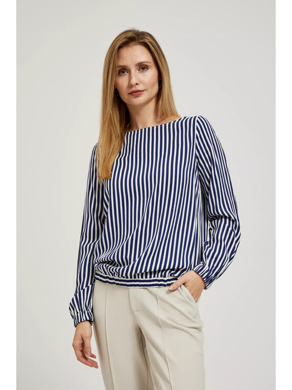 Moodo Bielo-tmavmodrá košeľa s okrúhlym výstrihom a tenkými ramienkami Moodo