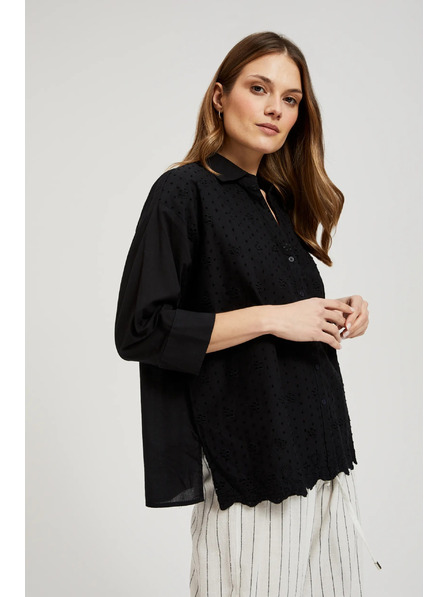 Moodo Čierna oversize košeľa na gombíky Moodo