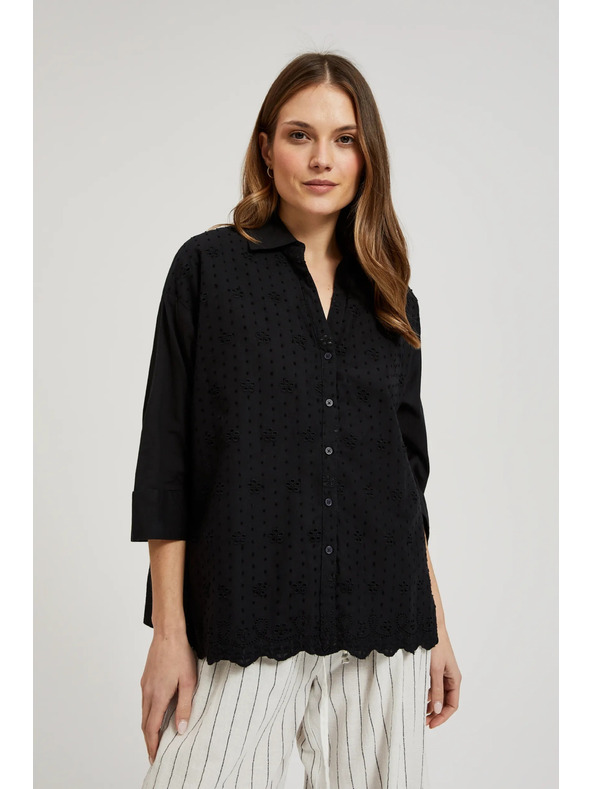 Moodo Čierna oversize košeľa na gombíky Moodo