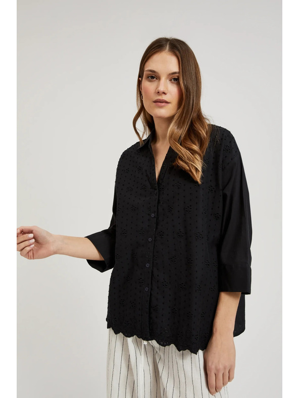 Moodo Čierna oversize košeľa na gombíky Moodo