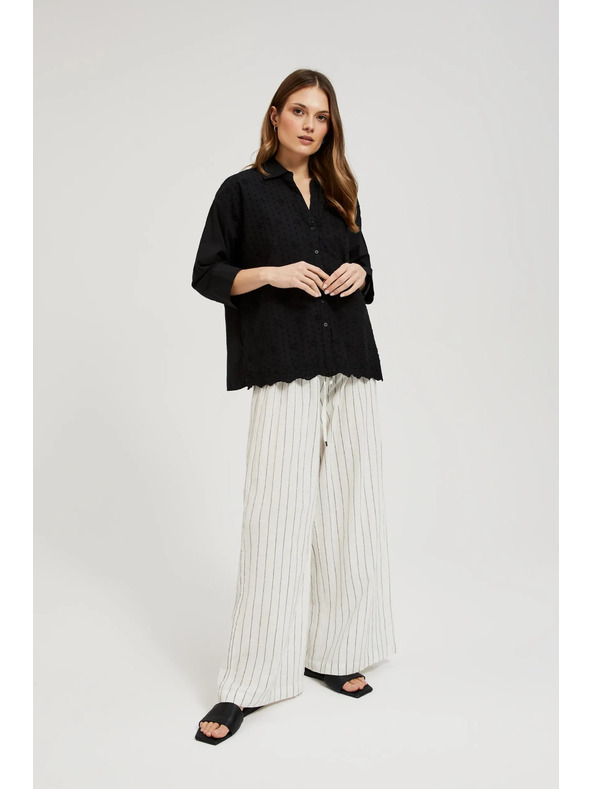 Moodo Čierna oversize košeľa na gombíky Moodo