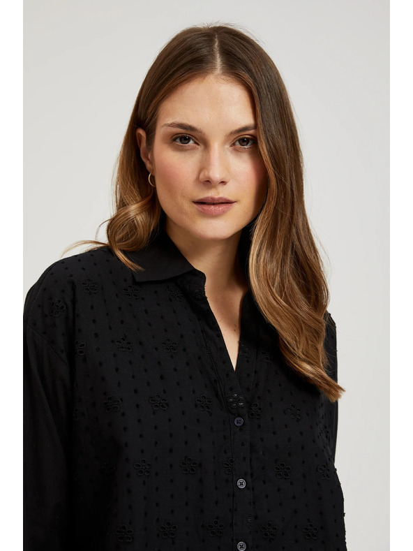 Moodo Čierna oversize košeľa na gombíky Moodo
