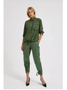 Moodo Khaki košeľa s vreckami a vyhrnutými rukávmi Moodo