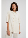 Moodo Ľanová košeľa s vreckom, béžová Moodo