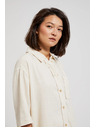 Moodo Ľanová košeľa s vreckom, béžová Moodo