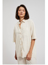 Moodo Ľanová košeľa s vreckom, béžová Moodo