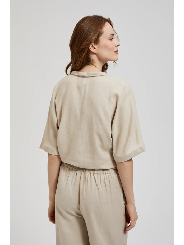 Moodo Ľanová košeľa s viazaním, béžová Moodo