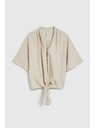 Moodo Ľanová košeľa s viazaním, béžová Moodo
