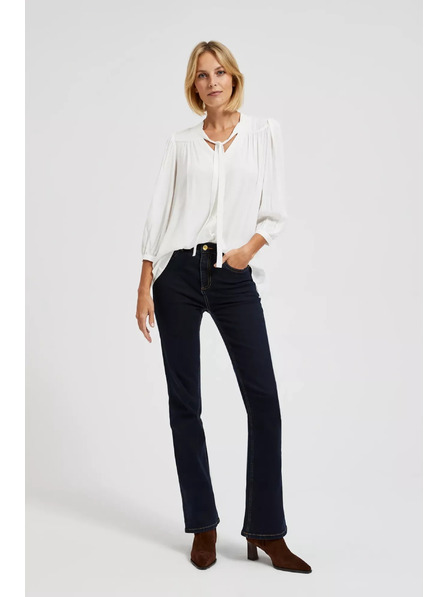 Moodo Biela košeľa Moodo zapínaná na gombíky so viazaným výstrihom