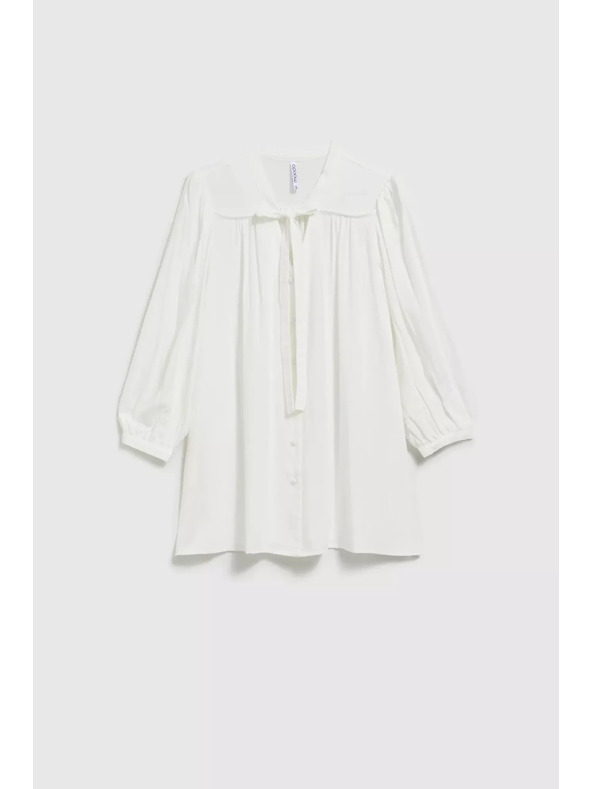 Moodo Biela košeľa Moodo zapínaná na gombíky so viazaným výstrihom