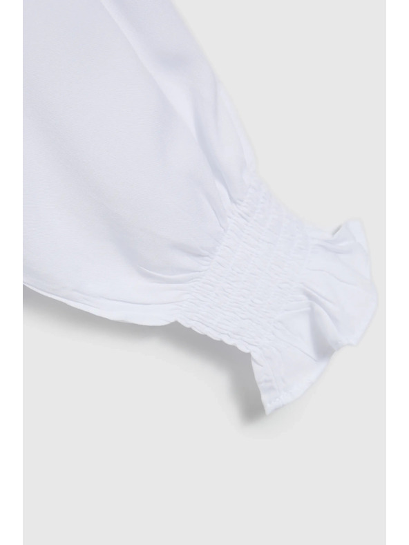 Moodo Viskózová košeľa so V-výstrihom a nafúknutými rukávmi, biela Moodo