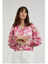 Moodo Ružová kvetinová košeľa so naberanými rukávmi Moodo