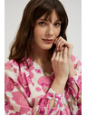 Moodo Ružová kvetinová košeľa so naberanými rukávmi Moodo