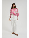 Moodo Ružová kvetinová košeľa so naberanými rukávmi Moodo