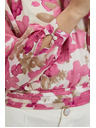 Moodo Ružová kvetinová košeľa so naberanými rukávmi Moodo