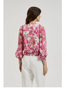 Moodo Ružová kvetinová košeľa so naberanými rukávmi Moodo