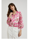 Moodo Ružová kvetinová košeľa so naberanými rukávmi Moodo