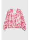 Moodo Ružová kvetinová košeľa so naberanými rukávmi Moodo