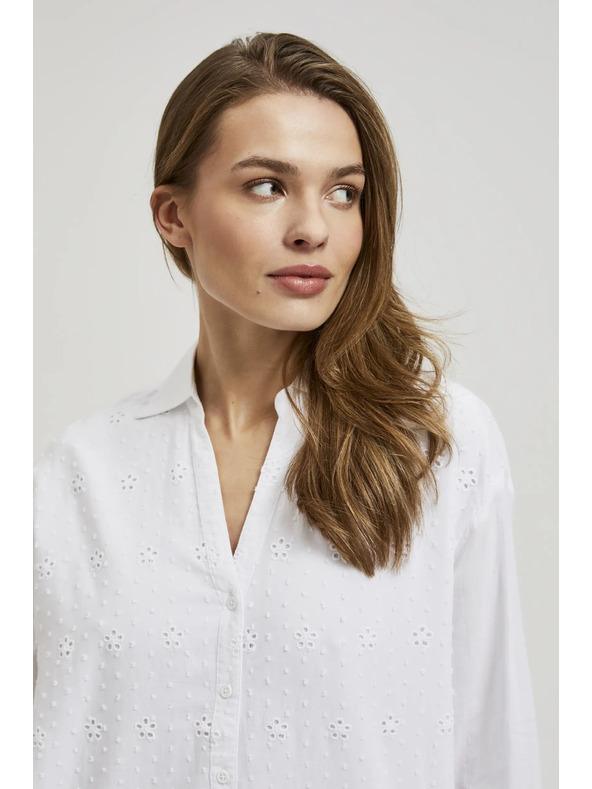 Moodo Biela oversize košeľa so V-výstrihom Moodo