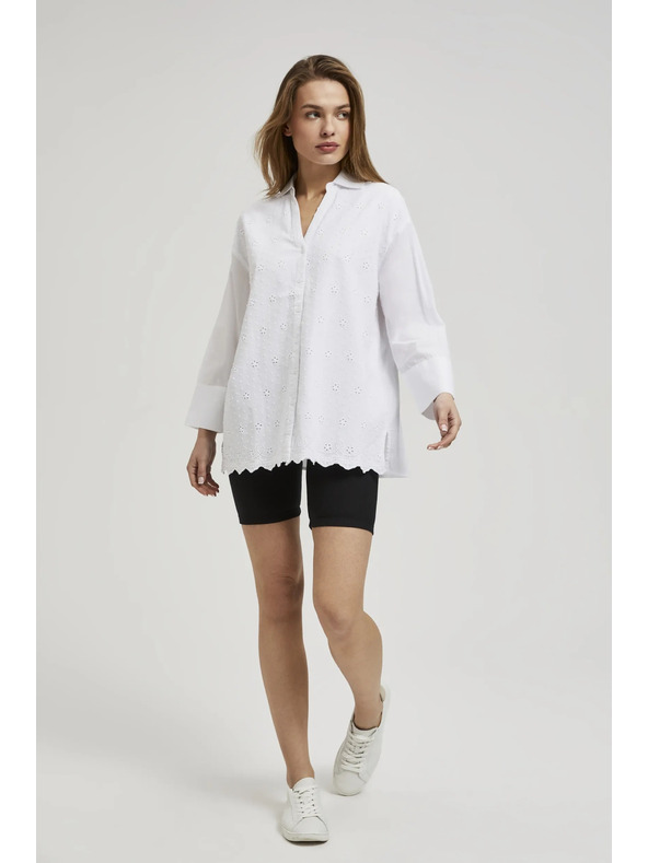 Moodo Biela oversize košeľa so V-výstrihom Moodo