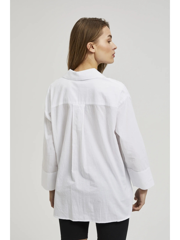 Moodo Biela oversize košeľa so V-výstrihom Moodo