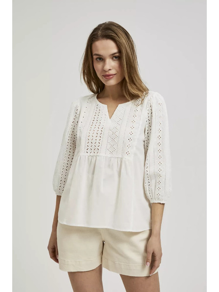 Moodo Biele tričko s 3/4 rukávmi Moodo