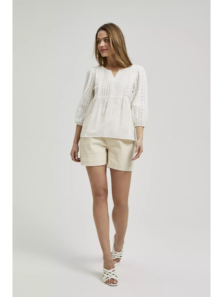 Moodo Biele tričko s 3/4 rukávmi Moodo