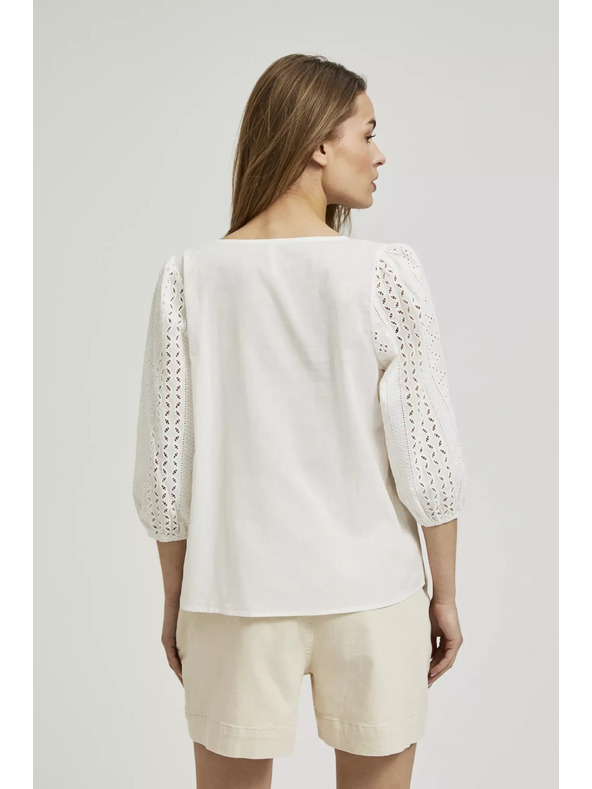 Moodo Biele tričko s 3/4 rukávmi Moodo