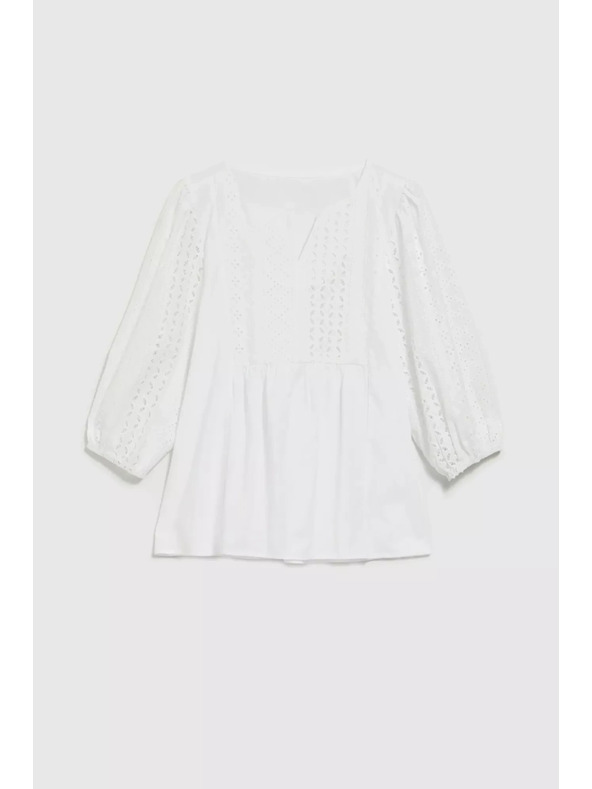 Moodo Biele tričko s 3/4 rukávmi Moodo