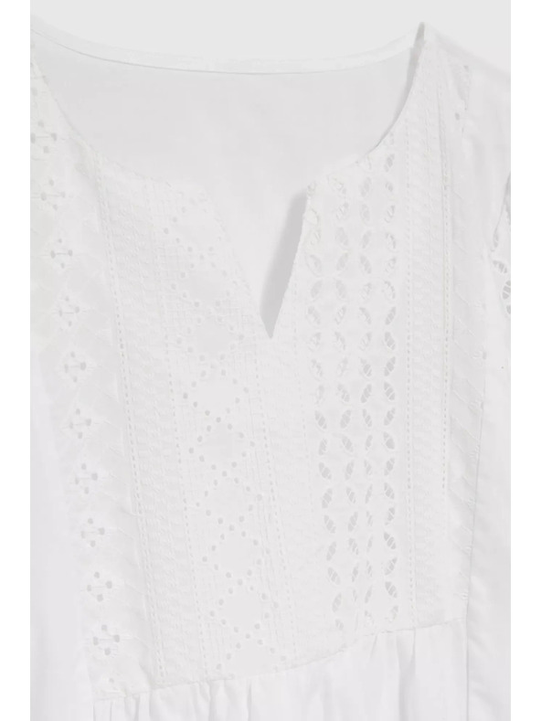 Moodo Biele tričko s 3/4 rukávmi Moodo