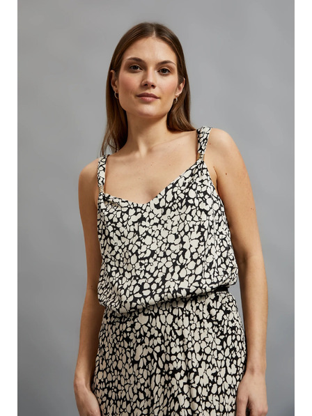 Moodo Vzorkovaná košeľa na ramienka, béžová Moodo