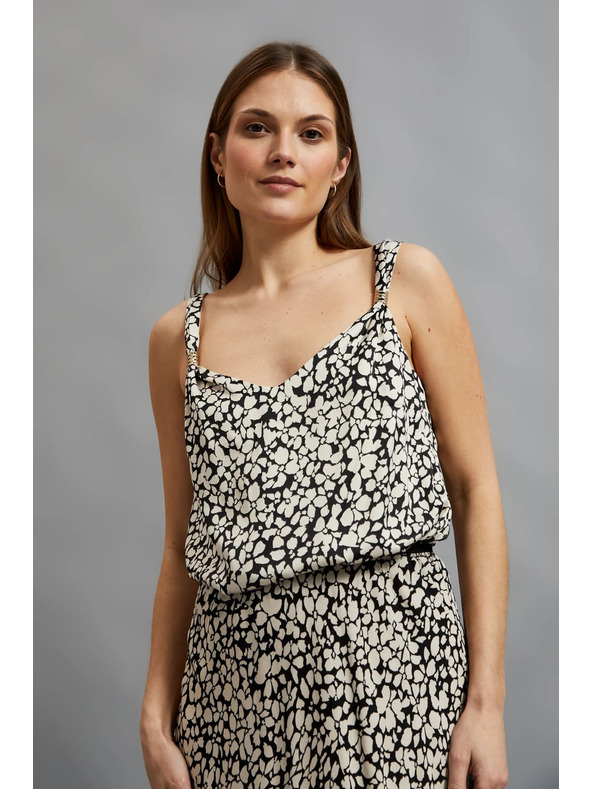 Moodo Vzorkovaná košeľa na ramienka, béžová Moodo