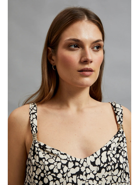 Moodo Vzorkovaná košeľa na ramienka, béžová Moodo