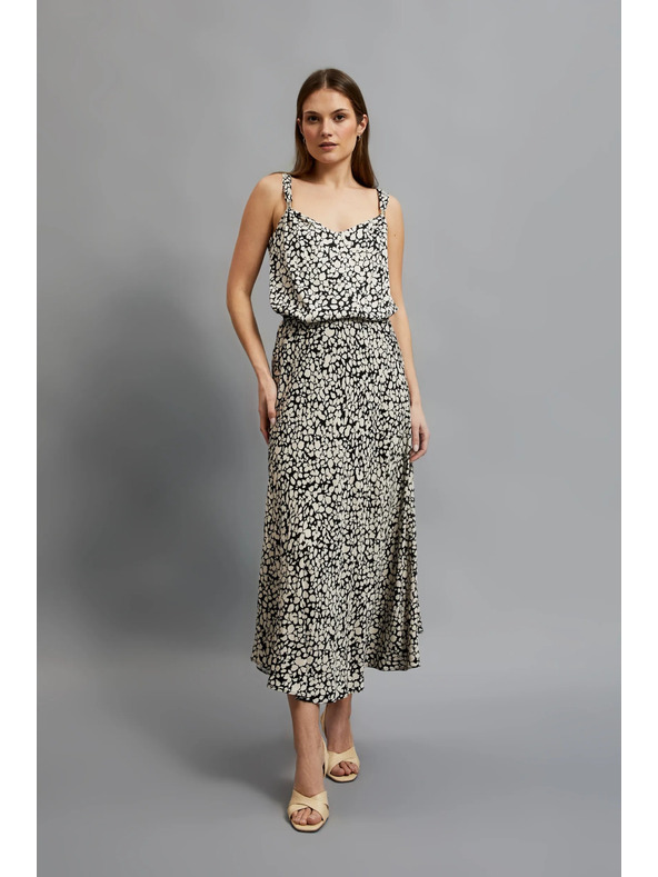 Moodo Vzorkovaná košeľa na ramienka, béžová Moodo