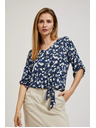 Moodo Modrá kvetinová košeľa s viazaním Moodo