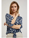 Moodo Modrá kvetinová košeľa s viazaním Moodo