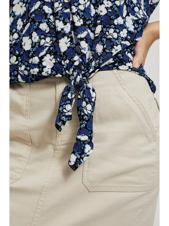 Moodo Modrá kvetinová košeľa s viazaním Moodo