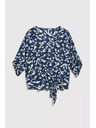 Moodo Modrá kvetinová košeľa s viazaním Moodo