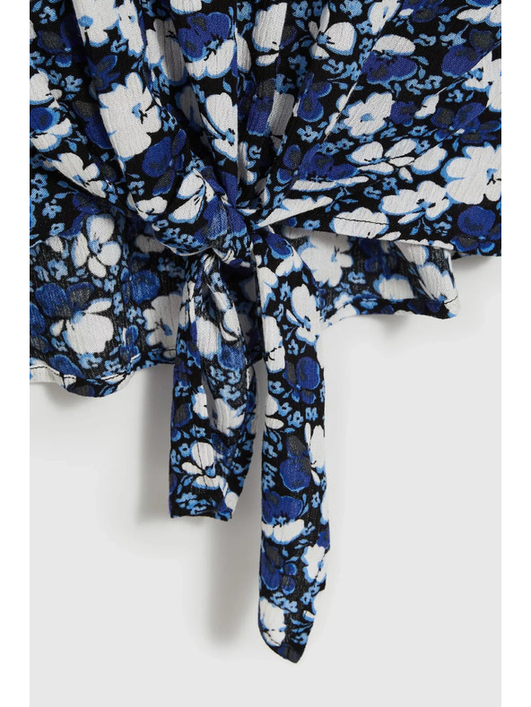 Moodo Modrá kvetinová košeľa s viazaním Moodo