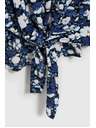 Moodo Modrá kvetinová košeľa s viazaním Moodo