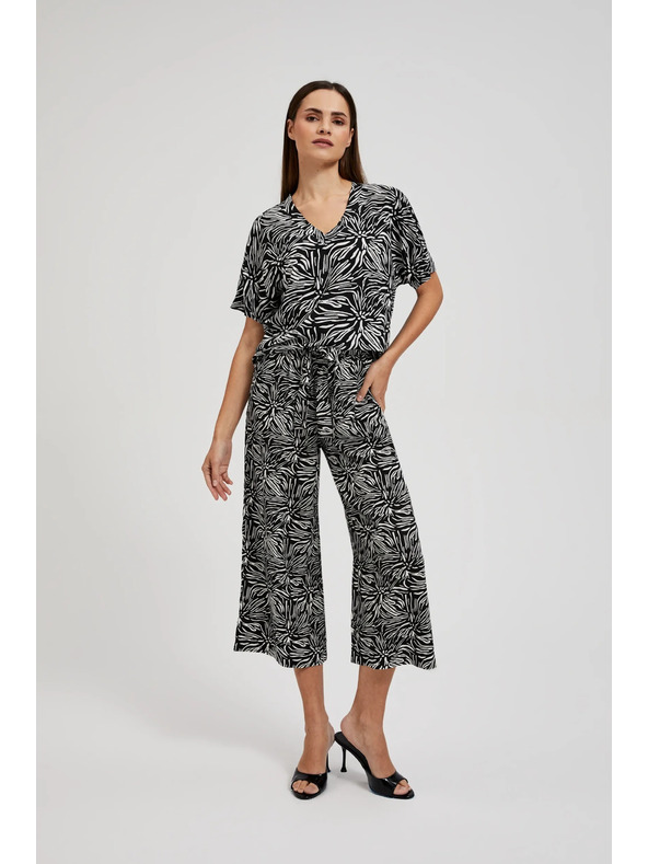 Moodo Viskózová košeľa so vzorom, čierna Moodo